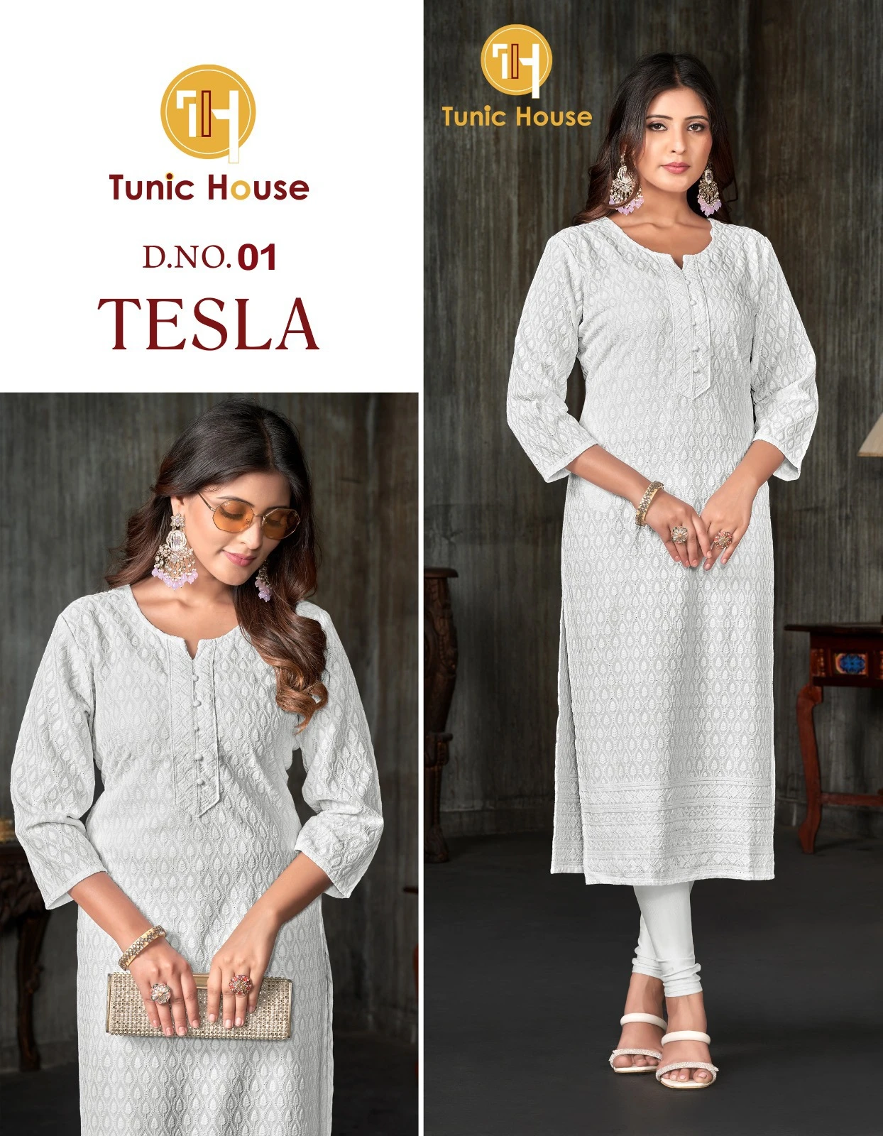 Tunic House Tesla Viscous Rayon Wholesale Fully Chikankari Fancy Kurtis Catalog — Wholesale Kurtis, MPA wholesale from Surat - Gallery Image 13